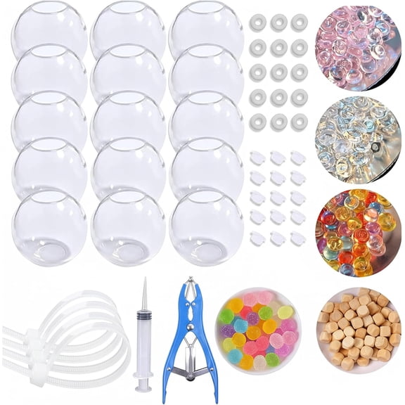 Stress Ball Making Kit DIY Stress Ball Skin Transparent Empty Shells Complete with Plugs & Zip Ties Ideal for Custom Fidget Toys & Relief