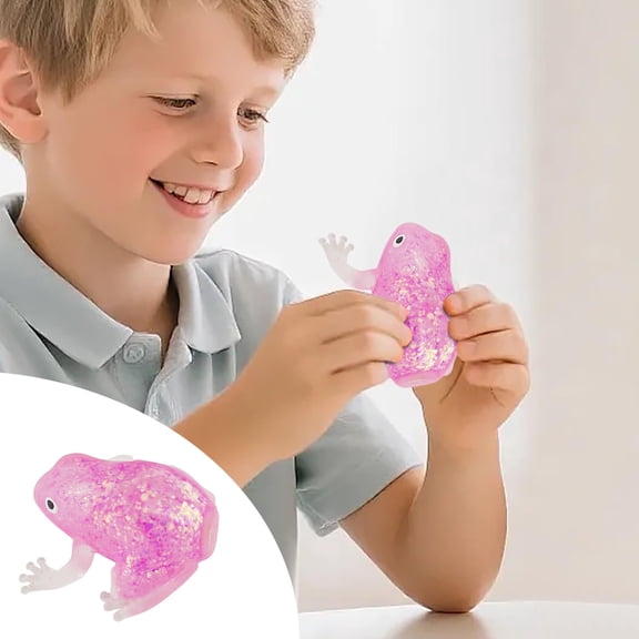 Stress Ball Pink Frog Toy for Sensory Play, Slow Rising Fidget Toy for Anxiety, Cute Desk Accessory, Hand Squeeze Ball for Relaxation