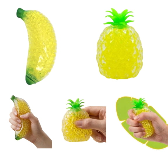 Stress Ball Squeeze Toy Bead Filled Pineapple Stress Relief Soft Squeeze Fidget Toy Portable De-Stress Toy for Kids Adults Office School Travel