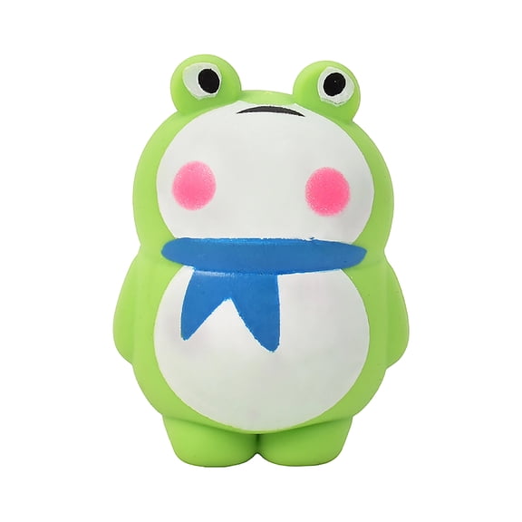 Stress Balls for Adults Squishy Fun Items Stress Relief Fidget Fun Items Squeeze Fun Items 4" Green Frog Squishy with Blue Scarf Soft Squeeze Fidget Fun Item for Anxiety Relief and Desk Decor