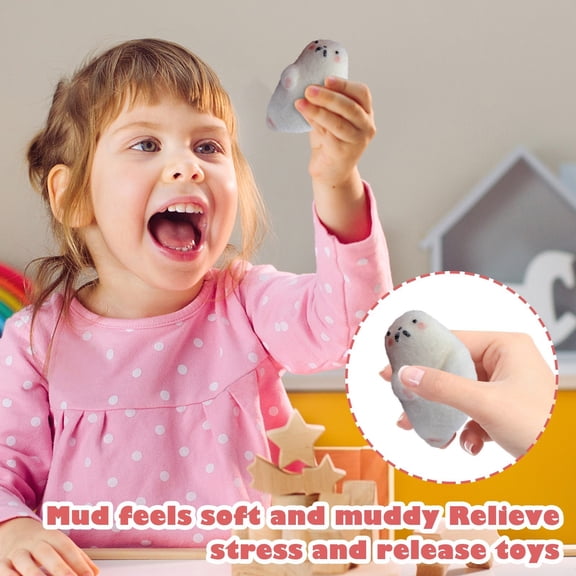 Stress Balls for Adults Squishy Fun Items Stress Relief Fidget Fun Items Squeeze Fun Items Cute Fun Items 5" Gray Seal Squishy Soft Squeeze Fidget Fun Item for Anxiety Relief and Desk Decor