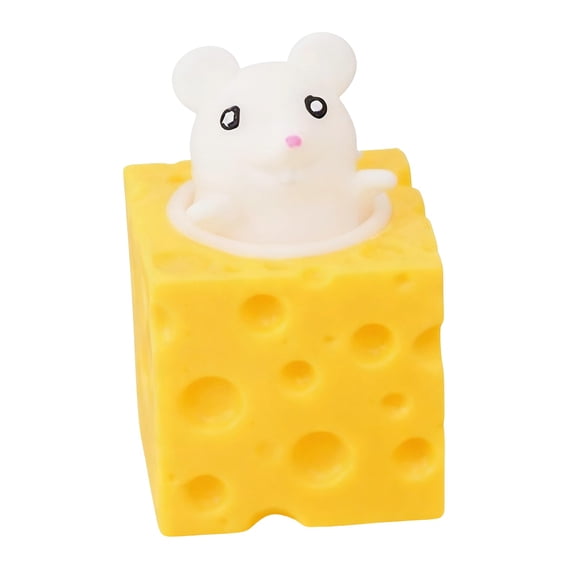 Stress Balls Squeeze, 2 in Cubic Cheese, Hidden Mouse, Sensory Fidget toys, Pressure Reduction, Adult decompression, 1 Pc
