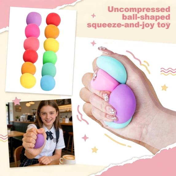 Stress Balls Squeeze Toys, Slow Rising Squeeze, 2inRound, Sensory Stimulation, Ease Anxious Tension, Home Office Carry, Random Color, 12 Pc