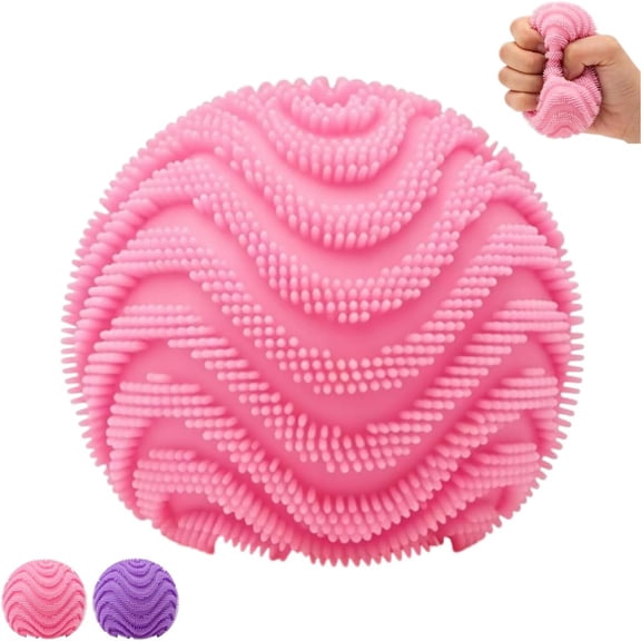 Stress Balls for Adults, Squeezable Fuzz Ball Sensory Textured Memory Gel Fidget Balls for Hand Exercises, Anxiety Relief