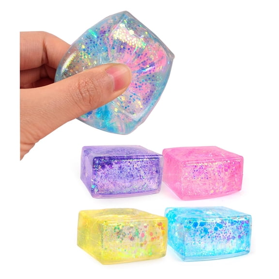 Stress Cube Ice Cube Fidget Toy Squishy Stress Balls for Adults Kids Sensory Fidget Toys for Anxious Stress Relief Ice Cube Stress Balls for School Classroom Office Carnival(Random color)