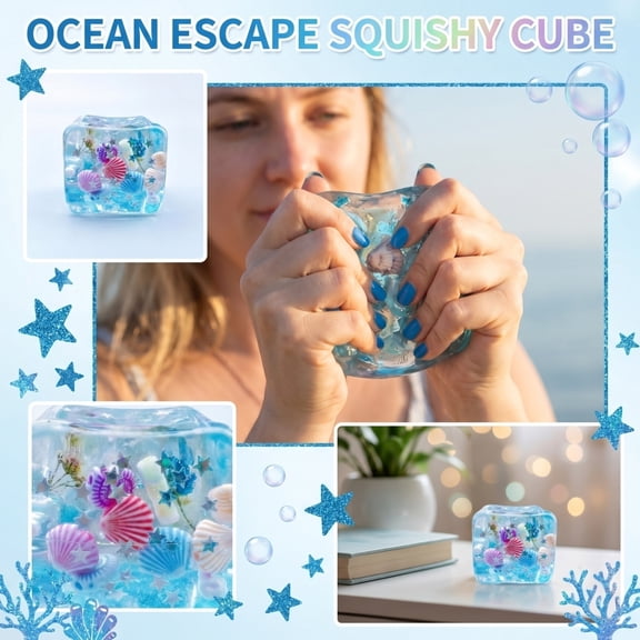 Stress Cube, Slow Rising Sensory Fidget for Anxiety, Soft Gel Filled Calming Squeeze for Adults, Portable Desk Companion for Home Office