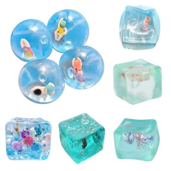 Stress Cube Squishy Toy, Fun Swiming Pool Design Squishy Cube Squeeze Ball Anxiety Relief Desk Toy (Random Colors)