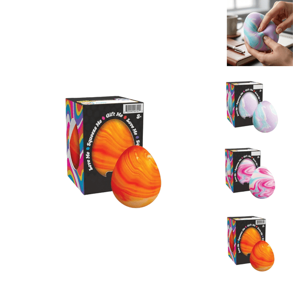 Stress Easter Egg Squishy Toys, Slow Rising Colorful Marbled Stress Balls, Easter Fidget Toys, Stress Relief Sensory Toys for Kids Adults, Giftable Window Box Packaging Orange