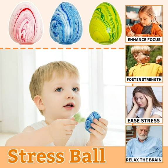 Stress Egg Squishy Toys, Easter Egg Squishy Fidget Toys, Slow Rising Colorful Marbled Stress Balls, Stress Relief Sensory Toys Anxiety Relief for ADD/ADHD Adults Blue