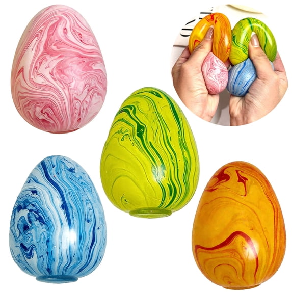 Stress Egg Squishy Toys, Easter Egg Squishy Fidget Toys, Slow Rising Colorful Marbled Stress Balls, Stress Relief Sensory Toys Anxiety Relief
