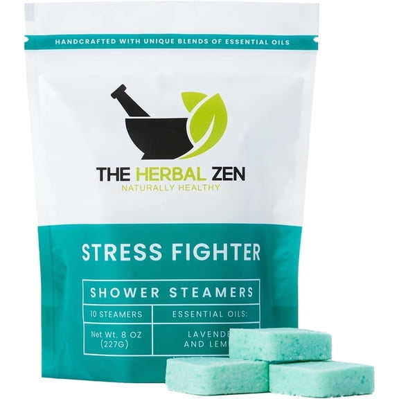 Stress Fighter Shower Steamers Aromatherapy For Relaxing - USA Made Mothers Day Gift for Mom - Lavender & Lemon Shower Bomb Tablets - Soothing Natural Essential Oils (10 Pack)