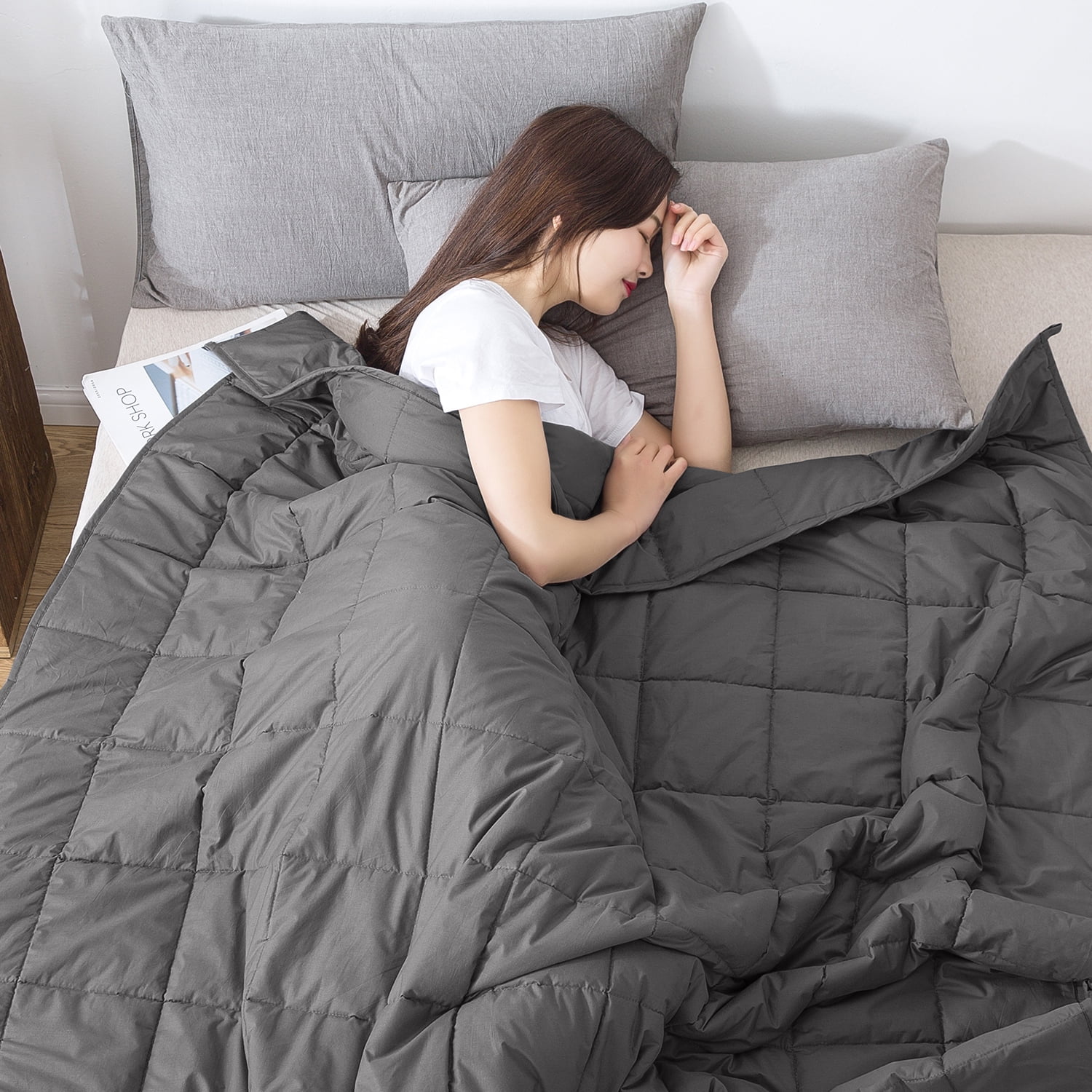 Stress Reducing Weighted Blanket 12lbs 15lbs 20lbs Light or Dark Gray Walmart