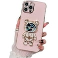 thumbnail image 1 of Stress Relief 3D Quicksand Astronaut Stand Bling Phone Case for Samsung Galaxy A04 S E A14 A24 A34 A54 5G 4G, Unique Bracket Soft Cover, Shining Protective Shell(Pink,A24 4G), 1 of 7