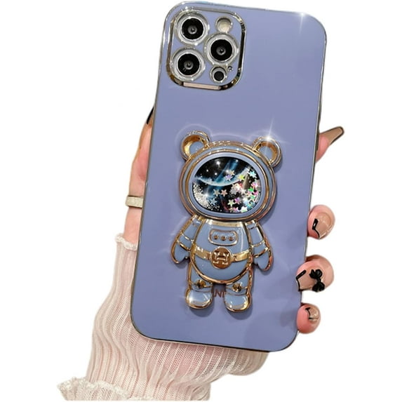 Stress Relief 3D Quicksand Astronaut Stand Bling Phone Case for Samsung Galaxy A70 A50 S A30 A20 A10, Unique Bracket Soft Cover, Shining Protective Shell(Blue,A10S)