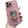 thumbnail image 1 of Stress Relief 3D Quicksand Astronaut Stand Bling Phone Case for iPhone X XS XR SE 8 7 6 6S Plus Max, Unique Bracket, Soft Sparkling Cover, Shining Protective Shell(Purple,7/8 Plus), 1 of 8