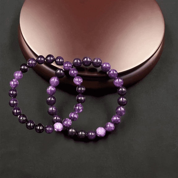 Stress Relief Anxiety Bracelet,Purple Stone Adjustable Elastic String Bracelet Stone Mantra Bracelets for Women Natural Beaded birthday Gifts Inspirational Bracelet for Men (2)