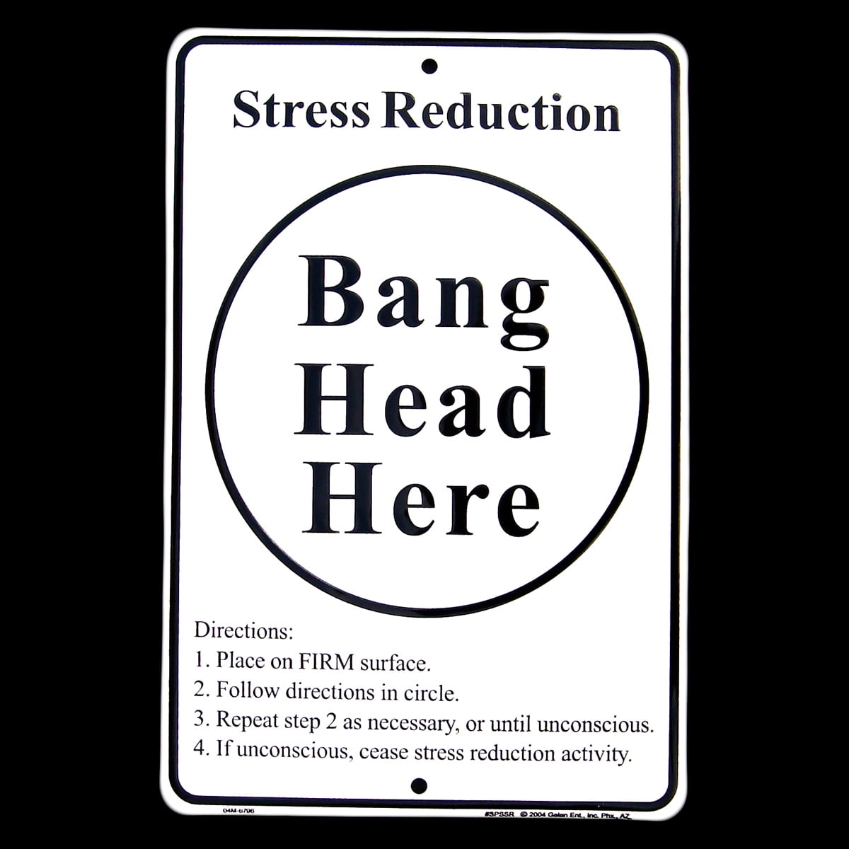 Metal Stress Relief Bang Head Here Sign Metal Stress Relief Bang Head Here Sign
