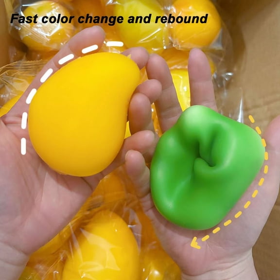 Stress Relief Ball,Mango Shape with Temperature Color Change,Soft Calming Texture,Compact Portable Sensory Tool for Home Office Travel Campus Relaxation