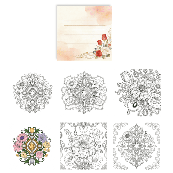 Stress Relief Coloring & Message Notepad 100 Non-Repeat Coloring Sticky Notes, Double-Sided for Note Taking Doodling & Relaxation Activities