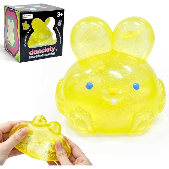 Smartology Glitter Bunny Anxiety Calming Sensory Fidget Bunny Stress Ball Yellow (1 Piece)