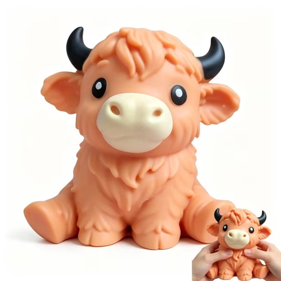 6 in Stress Relief Highland Cow, Highland Cow Squishies Squeeze Animal, Stress Relief Tool for Adults, Cow Squeeze Sensory Anxiety Relief Gifts