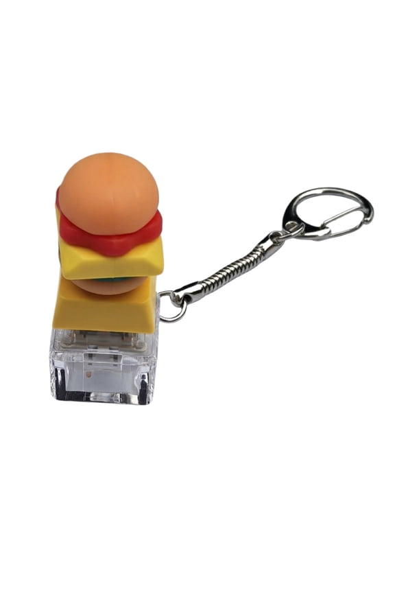 Stress Relief Keychain, Mini Burger Shape Push Bubble Fidget Toy, 1 Pack, Fun Sensory Squeeze Gadget for Kids and Adults to Relieve Anxiety and Beat Boredom