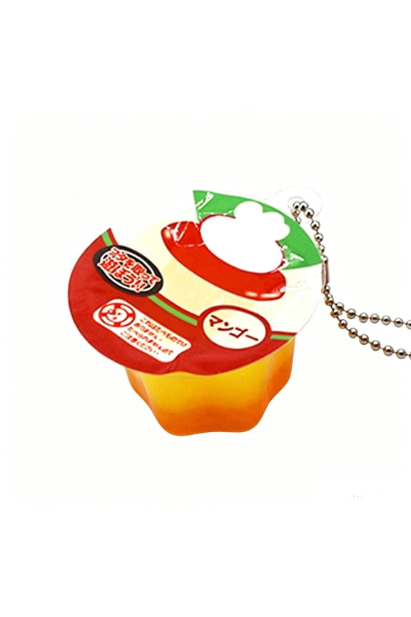 Stress Relief Keychain Slow Rising Pudding Fidget Toy for Adults - Cute Dessert Shaped Keychain Stress Reliever Portable Anxiety Relief Bag Pendant