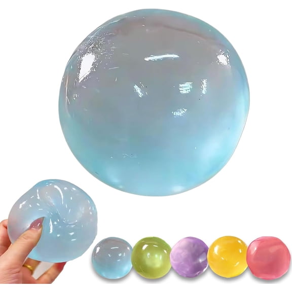 Stress Relief Sensory Tool, Transparent Coconut Oil Squeeze Gadget for Anxiety Reduction, 2in Size, Soft Tactile Experience, Fun Fidget Accessory for Home Office Commute, Perfect Gift Idea (Blue)