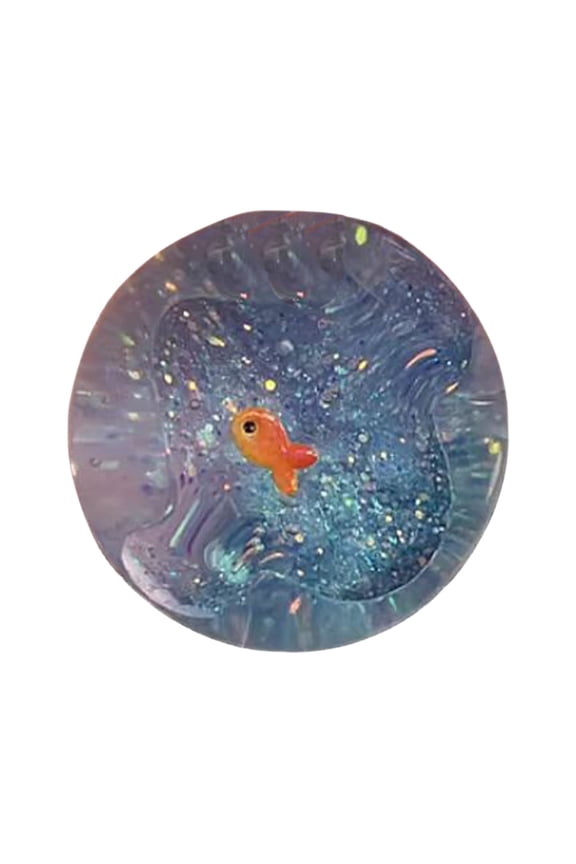 Stress Relief Sensory Toys, Ocean Planet Goldfish Squishy, Slow Rising Fidget Toy with Glitter, Keychain Pendant, for Bag Accessory, Anxiety Release
