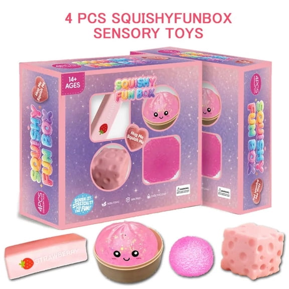Stress Relief Squishy Box, Set of Sensory Squeeze, Assorted Slow Rising Shapes, Fun Fidget Gift for Adults, Anxiety Calming Play Items