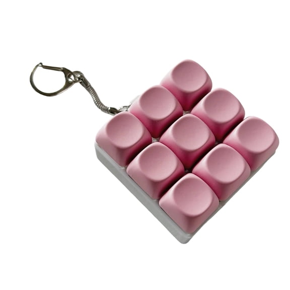 Stress Relief Squishy Squeeze Mechanical Keyboard Fidget Ball Tactile Click Sensory Ball with Cute Desktop Design for Anxiety Relief Pink
