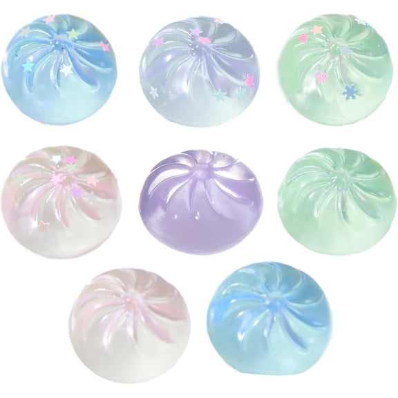 Stress Relief Toy, Clear Steamed Bun Toy Stress Relief Slow Rising Small Dumpling Sensory Toy Hand Relaxation Stress Ball Squeeze Fidget Toy (Sets (8PC))