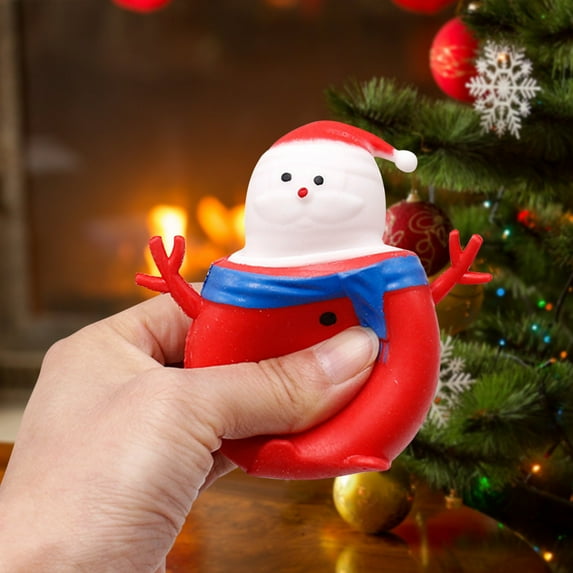 Stress Relief Toy, Interactive Snowman Toy, Christmas Stress Relief Squeeze Toy With Hidden Santa Surprise, Durable Soft PVC Material For Holiday Fun And Anxiety Relief