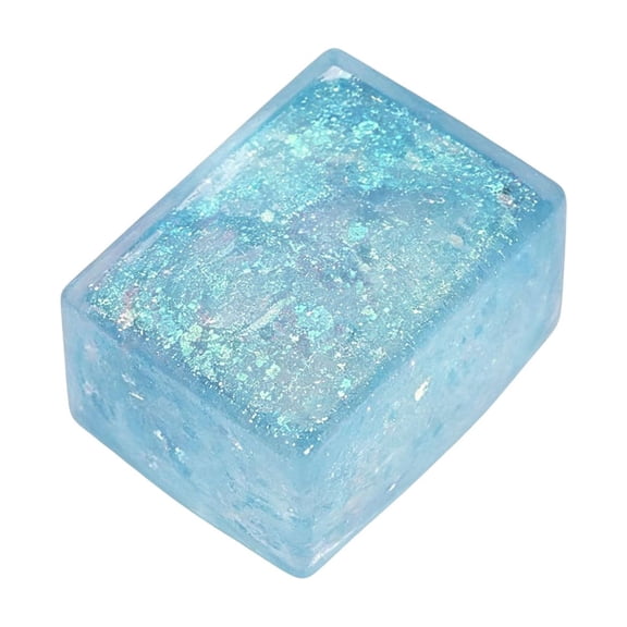Stress Relief Toy, Sensory Slow Rising Crystal Sequin Fidget Block, Soft Silicone Squeeze for Anxiety, Portable Desk Relaxation Gadget, Blue
