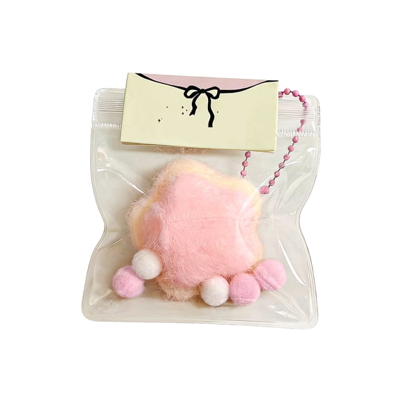 Stress Relief Toy, Squishy Stress Toy, 3 In Plush Star, Pom Pom, Squishy Keychain, Fidget Keychain, Anxiety Relief Items For All Ages, Pink Shade, Zipper Bag, 1 Pc