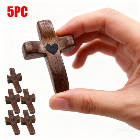 Stress Relief Wooden Handheld Fidget, 5-Piece Black Walnut Thumb Cross Puzzle, Tactile Intelligence Portable Calming Tool, Natural Focus Aid for Quiet Moments