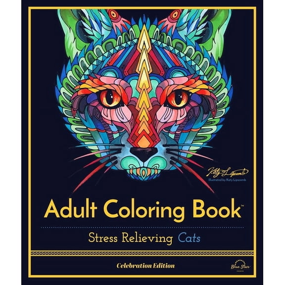 Stress Relieving Cats: Adult Coloring Book, Celebration Edition, (Paperback)