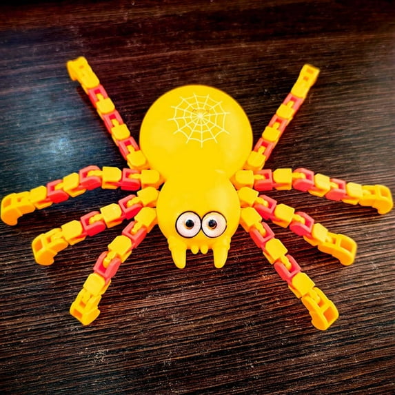 Stress Relieving DIY Chain Mechanical Spider Toy,Transformable Splicing Fidget Toy,Anxiety Relief Calm Focus Improving Sensory Toy,Portable Pocket Travel Toy,Kids Party Favors Birthday Gift Toy