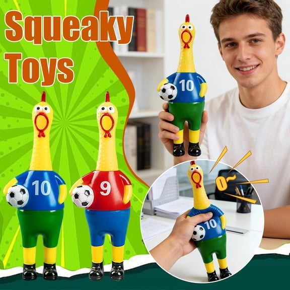 Stress Toy, Screaming Chicken, Rubber Chicken, 1 Pc, 12 In, Blue Vinyl, Dog Football Jersey, Soccer Ball, Dog Chew Toy, Chew Proof, Pet Toy, Prank, Fidgeting