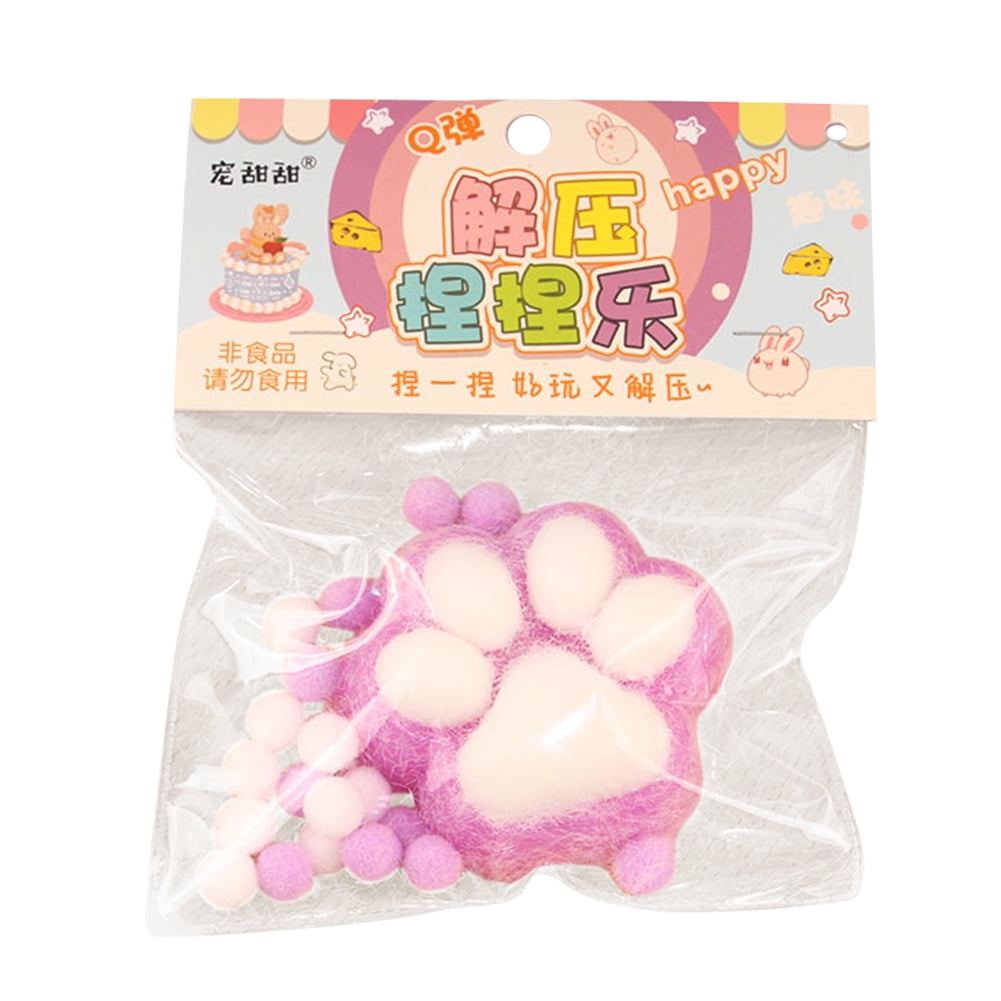 View of Stress Toys Cute Cat Paw Sensory Fidget Toys Pinch Decompression Stress ...