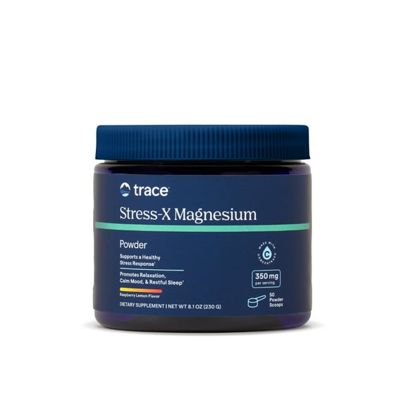Trace Minerals Stress-X Magnesium - Magnesium Drink Mix for Stress Support - Muscle & Sleep Support Formula - Highly-Absorbable Powder - Raspberry Lemon - 8.1 oz (50 Servings)