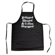 Stressed Blessed And Coffee Obsessed Cookout Apron Funny Kitchen Baking Smock