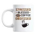 thumbnail image 1 of Stressed, Blessed, and Coffee Obsessed White Ceramic Coffee & Tea Mug (11oz), 1 of 3