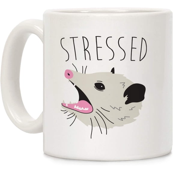 Stressed Opossum White 11 Ounce Ceramic Coffee Mug