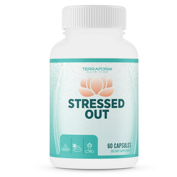 Stressed Out  Natural Stress & Anxiety Relief Aid Supplement  60 Capsules  USA Made  1 Month Supply