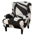 thumbnail image 1 of Topchances Stretch Fabric 2-Piece Jacquard Polyester Wing Chair Slipcovers, Black, 1 of 8