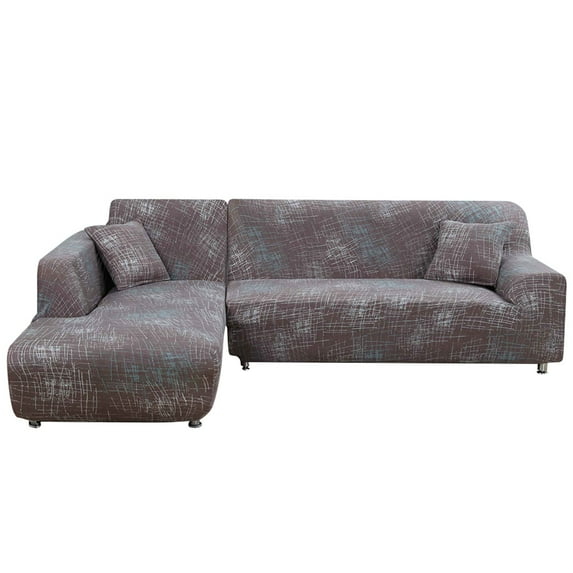 Stretch 2 Pieces L-Shaped Sofa Covers Anti-Slip Sectional Sofa Slipcovers Corner Sofa Cover Couch Protector with 2pcs Pillowcase Pure Color