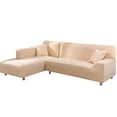 thumbnail image 1 of Stretch 2 Pieces L-Shaped Sofa Covers Anti-Slip Sectional Sofa Slipcovers Corner Sofa Cover Couch Protector with 2pcs Pillowcase Pure Color, 1 of 7