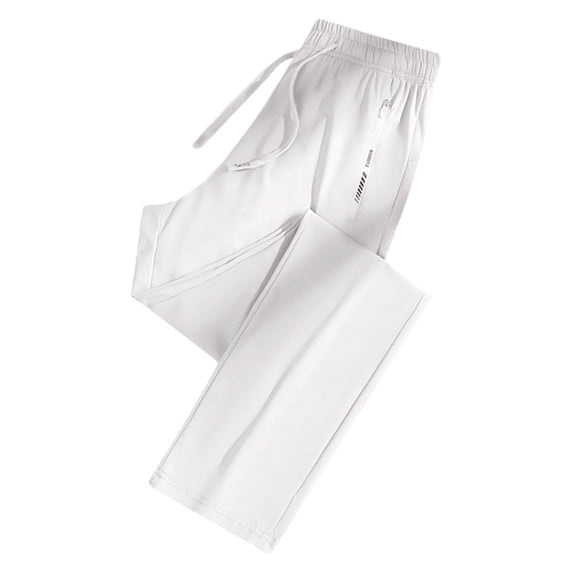 Stretch Active Pants for Men Quick Drying Ice Silk Elastic Straight Leg Trousers Loose Casual Long Wide Leg Sweatpants Summer Jogging Solid Color Sports Pants