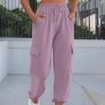 thumbnail image 1 of Stretch Active Pants for Women Womens Cargo Sweatpants Wide Leg Jogger Pants Drawstring Elastic Baggy Running Trousers with Pockets Fall Clothes Purple XL, 1 of 6